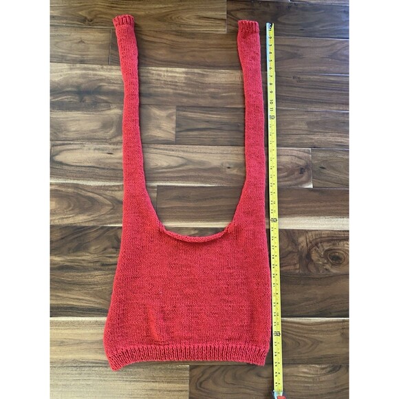 Handmade Knit Faked Sweater Shawl Red 50% Wool One Size - Picture 4 of 8